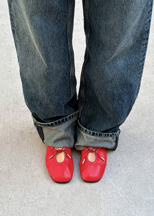 Rosalind Red Vegan Leather Ballet Flats-image