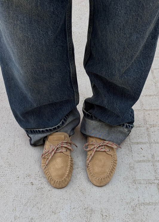 Rowan Sporty Suede Beige Leather Loafers-image