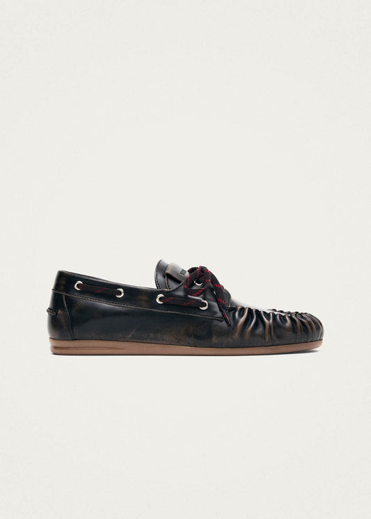 Rowan Sporty Vintage Effect Brown Leather Loafers-image