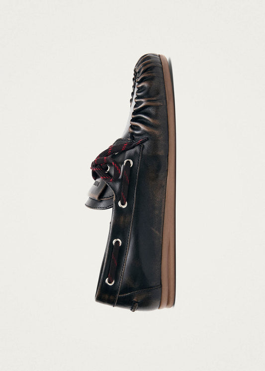Rowan Sporty Vintage Effect Brown Leather Loafers-image