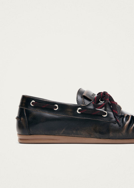 Rowan Sporty Vintage Effect Brown Leather Loafers-image
