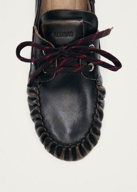 Rowan Sporty Vintage Effect Brown Leather Loafers-image