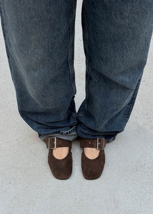 Sarea Suede Brown Leather Ballet Flats-image