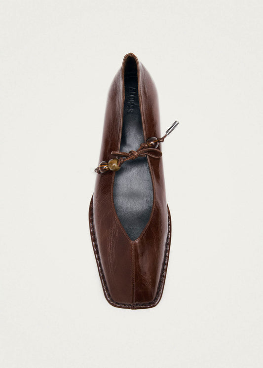 Sway Beads Rift Brown Leather Ballet Flats-image