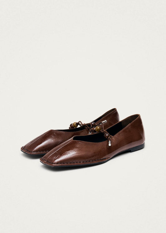 Sway Beads Rift Brown Leather Ballet Flats-image