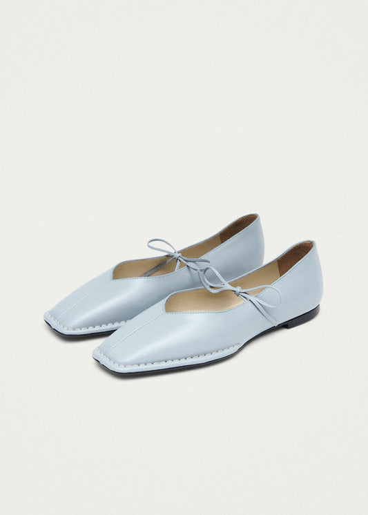 Sway Blue Leather Ballet Flats-image