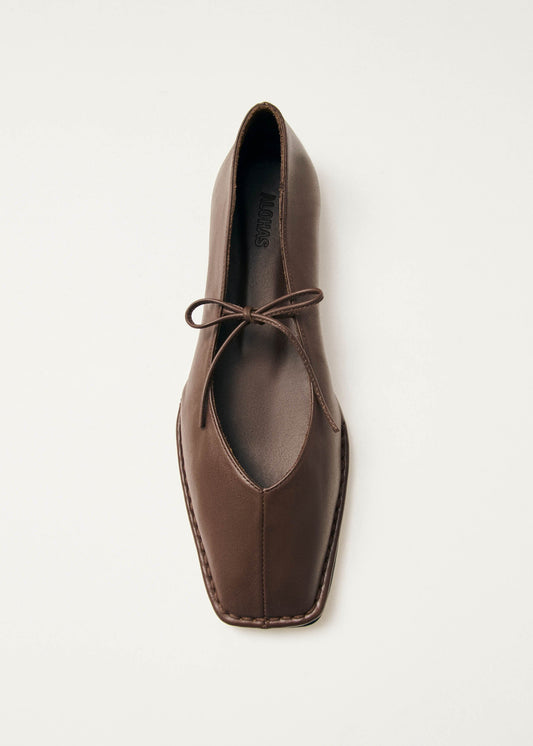 Sway Chestnut Brown Leather Ballet Flats-image