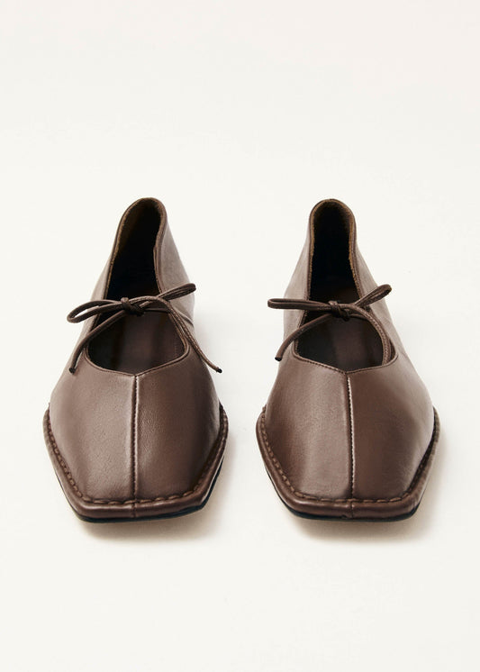 Sway Chestnut Brown Leather Ballet Flats-image