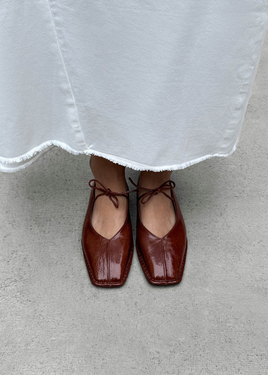 Sway Patent Brown Leather Ballet Flats-image