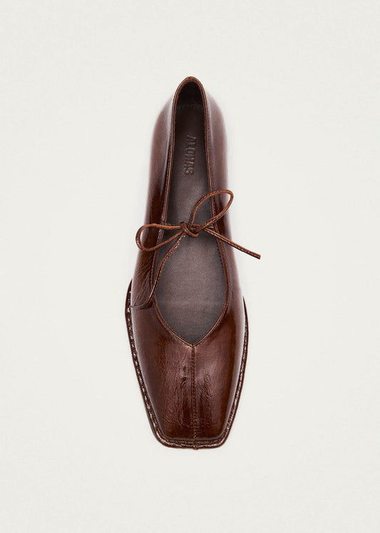 Sway Patent Brown Leather Ballet Flats-image