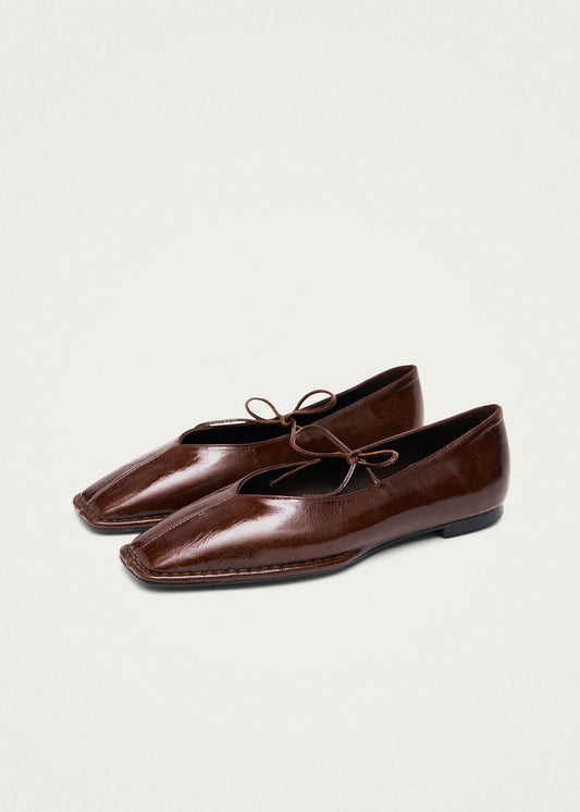 Sway Patent Brown Leather Ballet Flats-image
