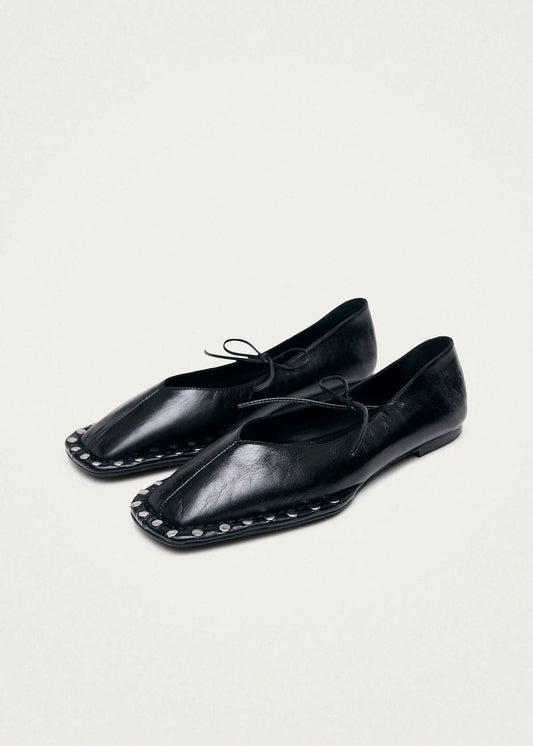 Sway Studs Rift Black Leather Ballet Flats-image