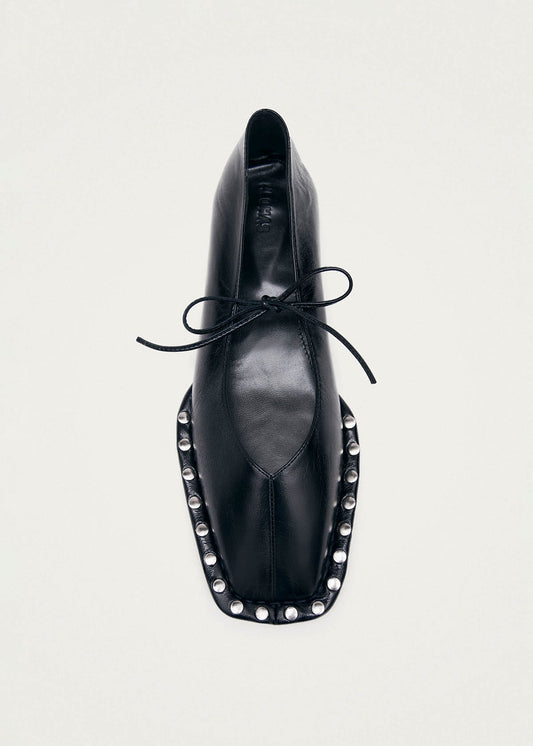 Sway Studs Rift Black Leather Ballet Flats-image