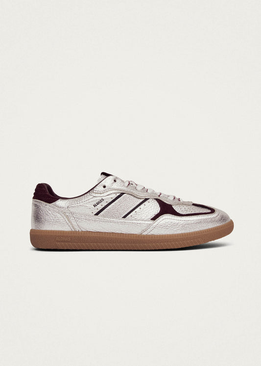Tb.490 Grain Shimmer Silver & Burgundy Leather Sneakers-image