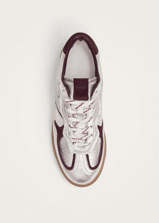 Tb.490 Grain Shimmer Silver & Burgundy Leather Sneakers-image