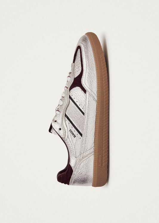 Tb.490 Grain Shimmer Silver & Burgundy Leather Sneakers-image