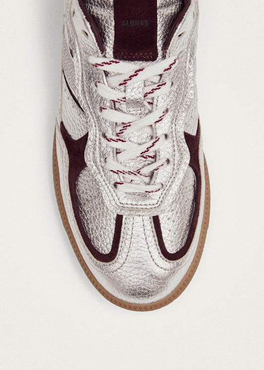 Tb.490 Grain Shimmer Silver & Burgundy Leather Sneakers-image