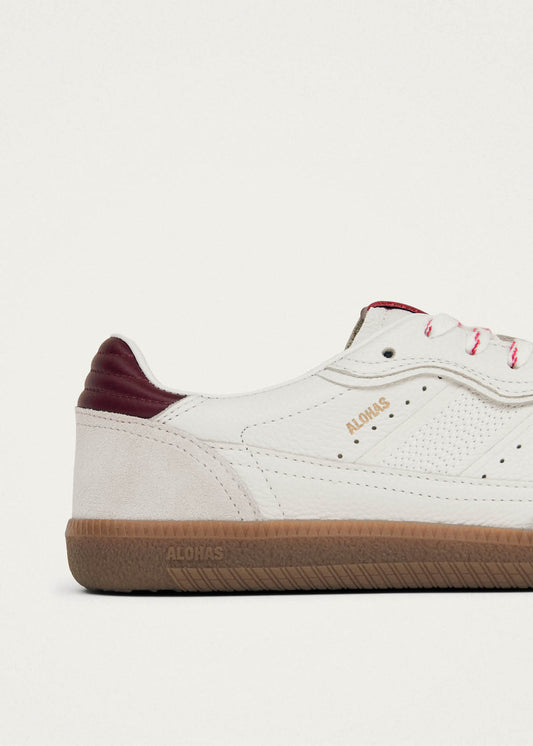 Tb.490 Rife Grain White Burgundy Leather Sneakers-image