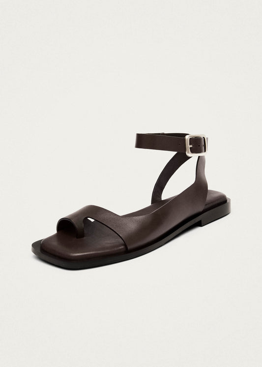 Tebas Brown Leather Sandals-image