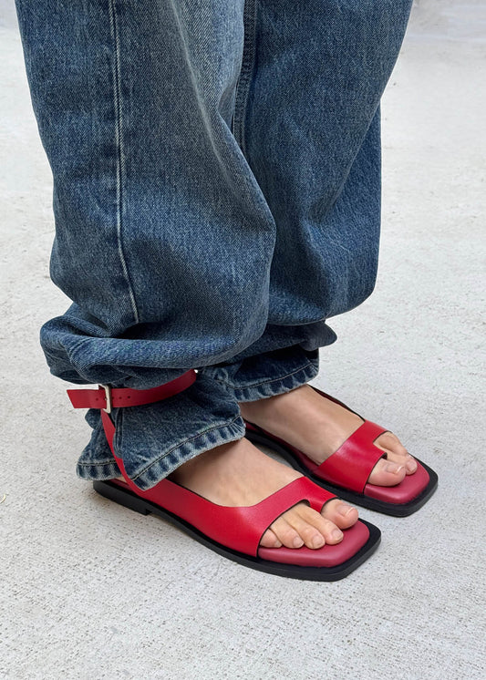 Tebas Red Leather Sandals-image