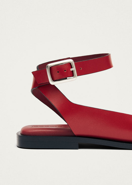 Tebas Red Leather Sandals-image